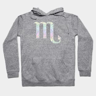 Scorpio Zodiac Horoscope Symbol in Pastel Rainbow Leopard Print Hoodie